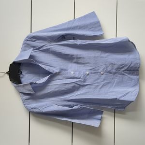 Sisley button up 3/4 sleeve shirt, blue, x small size